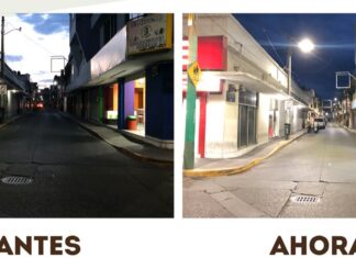 Moroleon continúa con la modernización del alumbrado público, se entregó el alumbrado público de las calles Comercio, Querétaro y Constituyentes.