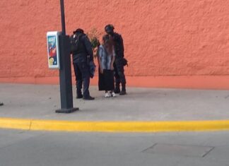 Policías municipales en Irapuato, rescatan a mujer que era atacada por un enjambre de abejas.