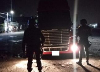 Fuerzas federales recuperan tractocamión con auto partes robado momentos antes en la carretera Panamericana.