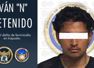 Detienen a Iván «N», como responsable del feminicidio de Dulce «N», localizada muerta en un canal en Irapuato.