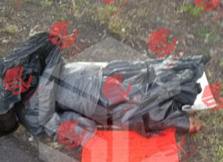 Policías de Valle de Santiago, encontraron bolsas de plástico con restos humanos en la carretera federal Yuriria-Valle de Santiago, en la comunidad de Puerta de Andaracua.