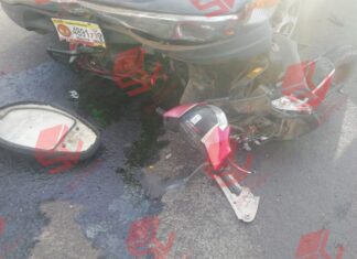 Motociclista choca con camioneta, resultó gravemente lesionado en Yuriria.