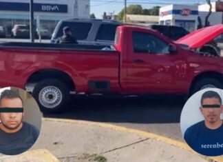 Recuperan camioneta que momentos antes había sido robada a sus propietarios en Salamanca; hay dos detenidos.