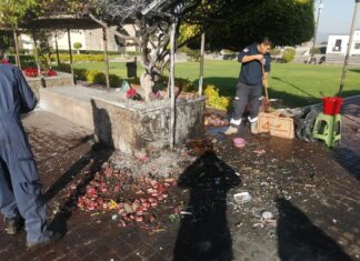 Pánico y temor causo la explosión de un puesto de venta de pirotecnia en centro histórico de Yuriria.