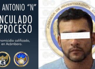 Juan Antonio N, fue vinculado a proceso penal en Acambaro, por el delito de homicidio calificado.