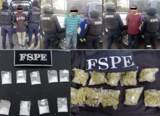 Un par de hombres fueron detenidos por elementos de las Fuerzas de Seguridad Pública del Estado por la posesión de droga conocida como cristal y una motocicleta sin acreditar su legal propiedad.