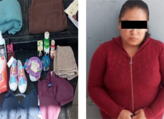 UNA MUJER FUE DETENIDA COMO INCULPADA EN EL ROBO DE DIVERSA MERCANCÍA DE UNA TIENDA DE AUTOSERVICIO.