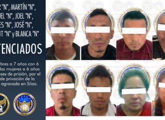 Sentencian a seis hombres y dos mujeres a 7 y 6 años de prisión respectivamente por el delito de privación de la libertad agravada en Silao
