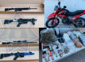 Tras persecución policía municipal detuvo a cuatro personas y decomiso armas de fuego y distintas drogas en San Francisco del Rincon