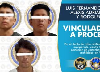 Vinculan a proceso a Luís Fernando «N», Alexis Adrián » N» y Rodolfo «N» por los delitos de robo de vehículo con violencia, robo equiparado, contra la salud y portación de cartuchos y armas prohibidas