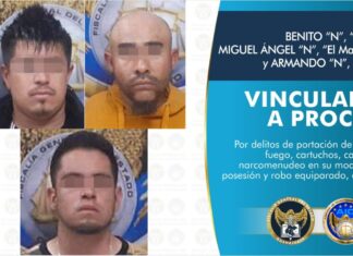 Quedan en prisión, vinculados a proceso, tres sujetos por posesión de narcóticos y armas de fuego, detenidos por AIC, en coordinación con SSPE, Ejército Mexicano y Guardia Nacional