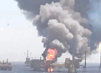 Incendio en Plataforma Petrolera en Campeche, dejo un saldo hasta el momento se cinco lesionados.