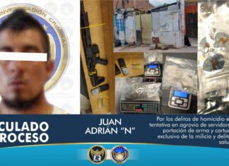 Durante labores de investigación elementos de la AIC aseguraron cientos de dosis de droga, objetos para su embalaje y comercialización, un arma de fuego y cartuchos de uso exclusivo de la milicia, durante una intervención en un inmueble usado como punto de venta de la droga, en León