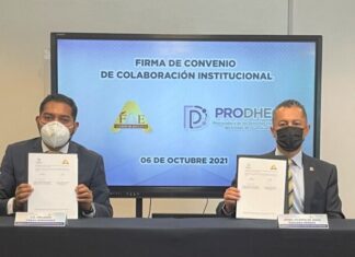 Firman convenio de colaboración para la promoción de los derechos humanos la FAE y la PRODHEG