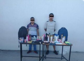 INCULPADOS EN EL ROBO DE DIVERSA MERCANCÍA A UNA TIENDA COMERCIAL, DOS HOMBRES FUERON DETENIDOS POR LA POLICÍA MUNICIPAL.