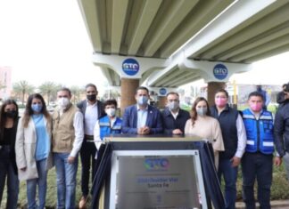 Inauguran segundo cuerpo del puente de la glorieta de Santa Fe en la ciudad de Guanajuato.