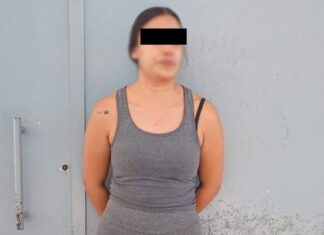 Detienen policía de Celaya a una femina por el delito de robo.