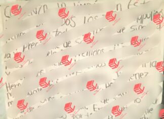 Aseguran manta alusiva a un grupo delictivo en la comunidad de Monte Grande, en Purisima del Rincon.