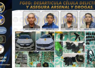 La Fiscalía General del Estado coordinó acciones operativas con la SSPE, Ejército Mexicano, GN y desarticuló una célula delictiva.