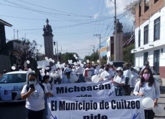Marcha por la paz y la no violencia en Cuitzeo, Mich.