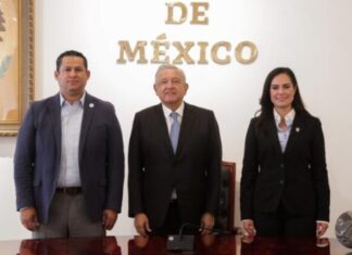 Diego Sinhue y Alejandra Gutiérrez presentan proyecto a AMLO para el abastecimiento de agua en la ciudad de León.