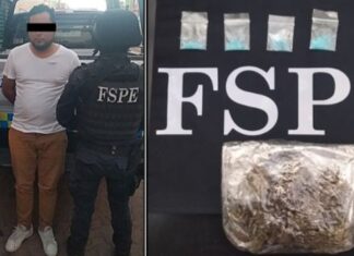 FSPE aseguran 20 dosis de droga, cristal y marihuana y detienen a dos sujetos.