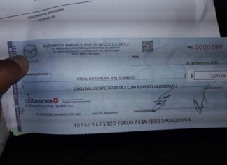 2 MIL PESOS POR 8 AÑOS DE LABORES DA MAZDA POR LIQUIDACIÓN A TRABAJADOR….