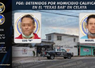 FGEG esclarece el homicidio de dos víctimas de origen hondureño ocurrido en el “Texas Bar” en Celaya y detiene a dos sujetos.