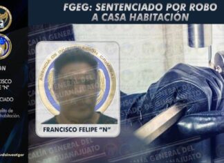 La Fiscalía General del Estado obtuvo condena de prisión de 7 años y medio para Francisco Felipe ”N”, quien ingresó a un domicilio de León para robar dinero en efectivo y diversos objetos.