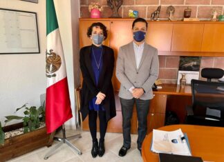 Autoridades municipales de Salvatierra en reunion con la Secretaría del Medio Ambiente, Marisa Ortíz Mantilla