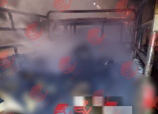 Fueron siete cuerpos calcinados los encontrados en la caja de una camioneta quemada en San José El Nuevo.