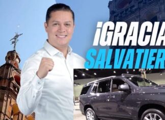 Salvatierra, pueblo «mágico»; el Presidente Municipal, Germán Cervantes, estrena camioneta blindada del año con recursos públicos destinados a la seguridad pública del municipio.