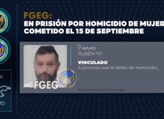 RUBÉN “N” tras las rejas por asesinato cometido en agravio de una mujer.