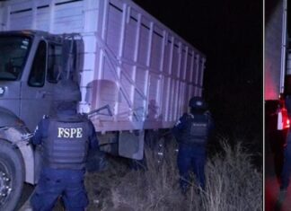 Recuperan elementos de las FSPE en Celaya un tracto camión que estaba reportado como robado en Villagrán, además trasportaba 11 contendores con residuos de combustible