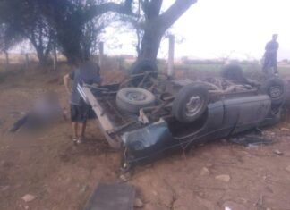 Trágica Volcadura, una mujer perdió la vida en el camino Bajío de Bonillas- Puerto Interior en Silao.