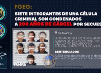 Siete integrantes de una célula criminal son condenados a permanecer en prisión de por vida; la FGE les fincó cargos por secuestro agravado y obtuvo 200 años en prisión para cada uno.