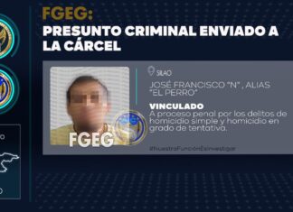 La Fiscalía General del Estado detuvo a JOSÉ FRANCISCO “N”, acusado por los delitos de homicidio simple y homicidio simple en grado de tentativa.