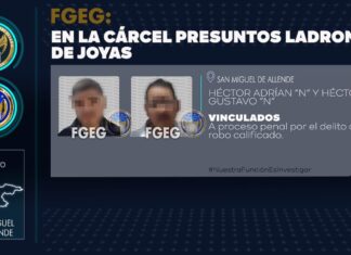 Han sido vinculados a proceso penal, dos sujetos que robaron más de 100 mil pesos en joyas en San Miguel de Allende.