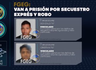 Dos sujetos fueron enviados a prisión por el secuestro exprés y robo de sus pertenecías, que sufrieron una mujer y su sobrino en San Luis de la Paz.