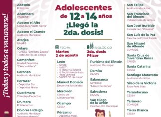 ESTE MARTES INICIA VACUNACIÓN SEGUNDA DOSIS PARA MENORES DE 12 A 14 AÑOS EN TODO EL ESTADO