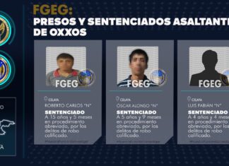 Sentenciados asaltantes de tiendas Oxxo en Celaya. En más de 20 ocasiones robaron mercancías y dinero en efectivo.