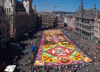 Artistas de Uriangato presentan monumental Alfombra en «The Flower Carpet», en Bruselas Bélgica.