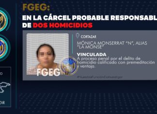 Una mujer con carrera criminal, es detenida y llevada a audiencia, como probable responsable del asesinato de dos hombres.
