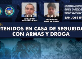 Dos sujetos fueron detenidos en una casa de seguridad por elementos especiales de la Agencia de Investigación Criminal, tenían armas de fuego y droga.