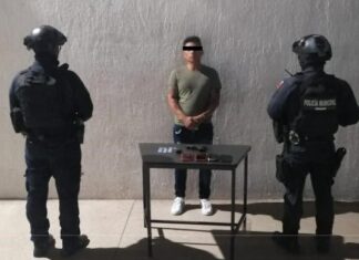 HOMBRE ES DETENIDO CON PISTOLA Y CRISTAL EN CELAYA.