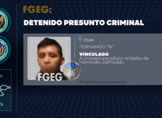 FERNANDO “N” mató a sangre fría a su víctima. Agentes de Investigación Criminal lo capturaron por el crimen registrado en Celaya.
