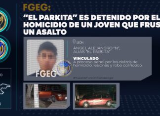 Es detenido ÁNGEL ALEJANDRO “N” alias “El Parkita”, acusado de asesinar a un joven que intervino para frustrar un asalto en León el pasado 10 de septiembre.