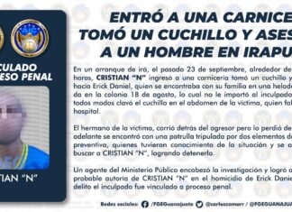 ENTRÓ A UNA CARNICERÍA, TOMÓ UN CUCHILLO Y ASESINÓ A UN HOMBRE EN IRAPUATO.