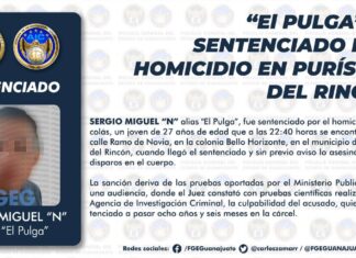 “El PULGA” ES SENTENCIADO POR HOMICIDIO EN PURÍSIMA DEL RINCÓN