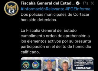Elementos del Grupo Especial de Reacción Inmediata ( GERI ), detuvieron a dos elementos de Seguridad Pública Municipal de Cortázar, como presuntos responsables de homicidio calificado.